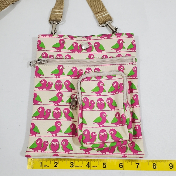 Birds Crossbody Handbag Purse Sm Canvas Wabisuke - Picture 6 of 11